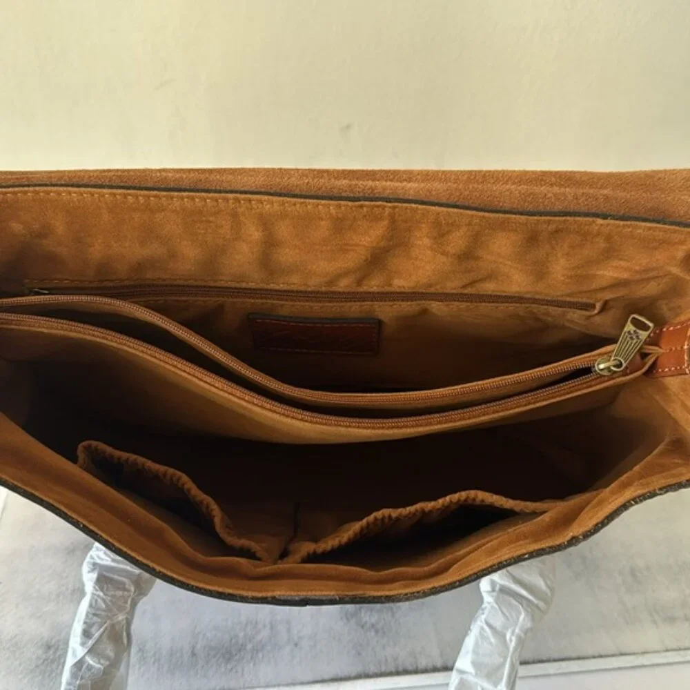 PATRICIA NASH Tan Heritage Leather Amersham Multi Pocket Messenger Bag